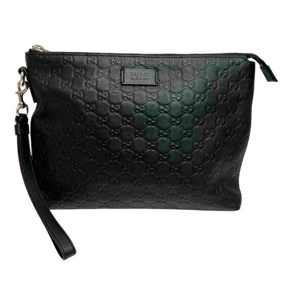 GUCCI Black Leather Clutch Bag - Picture 1 of 10